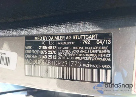 2013 Mercedes-Benz C 300 Luxury 4Matic/Sport 4Matic z USA, uszkodzony, nr VIN WDDGF8AB1DR291773